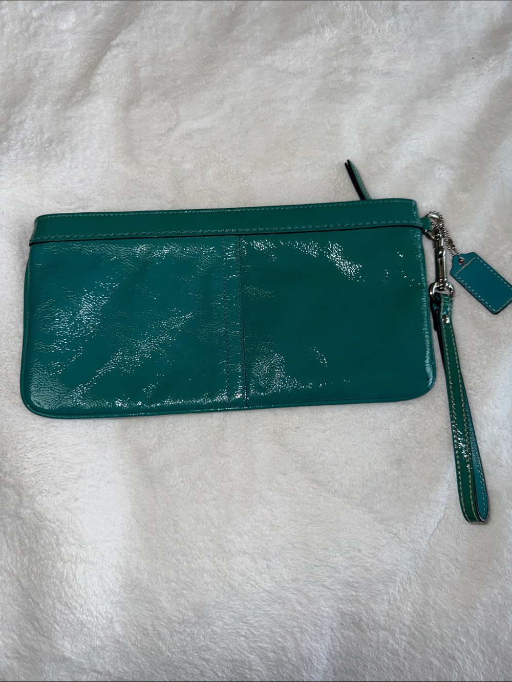 Coach Crinkled Patent Leather Large Wristlet in teal 2008 - Picture 2 of 6